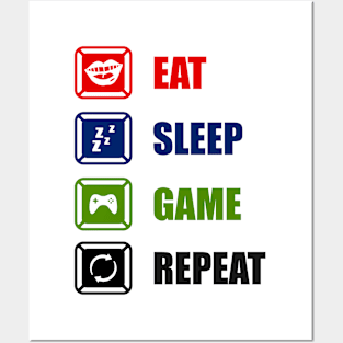 EAT, SLEEP, GAME, REPEAT, Gift Gaming Posters and Art